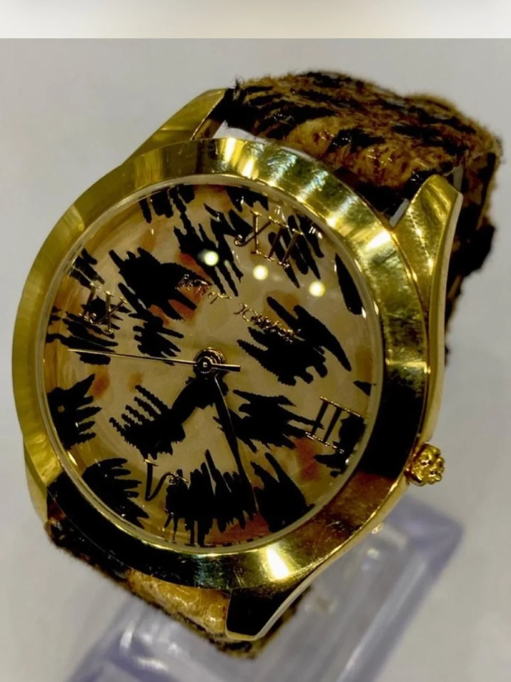 Betsy Johnson ^^^ Classic Signature ^*^ Gold-Tone Animal Print Watch ***